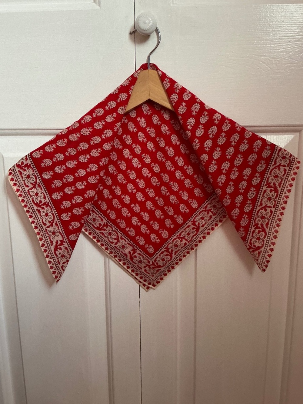 Madewell | Organic Cotton Bandana Scarf Boho Red with Cream Flowers